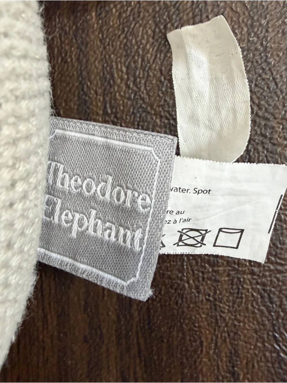Living Textile Theodore Elephant Plush - Cream with Pink Accents
